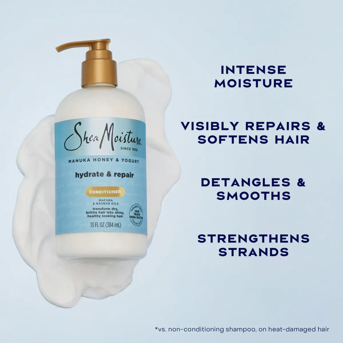 Shea Moisture Hydrate & Repair Conditioner 13oz | Deep Moisture & Strength for Curly Hair - view 4