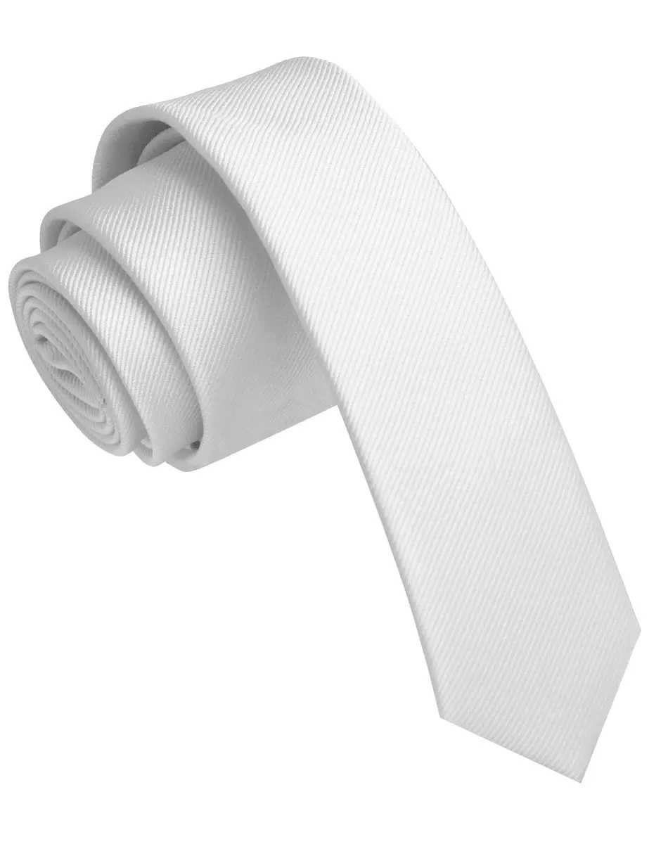 JEMYGINS White Silk Skinny Tie 4cm (1.58") | Business & Party Slim Necktie - main product image
