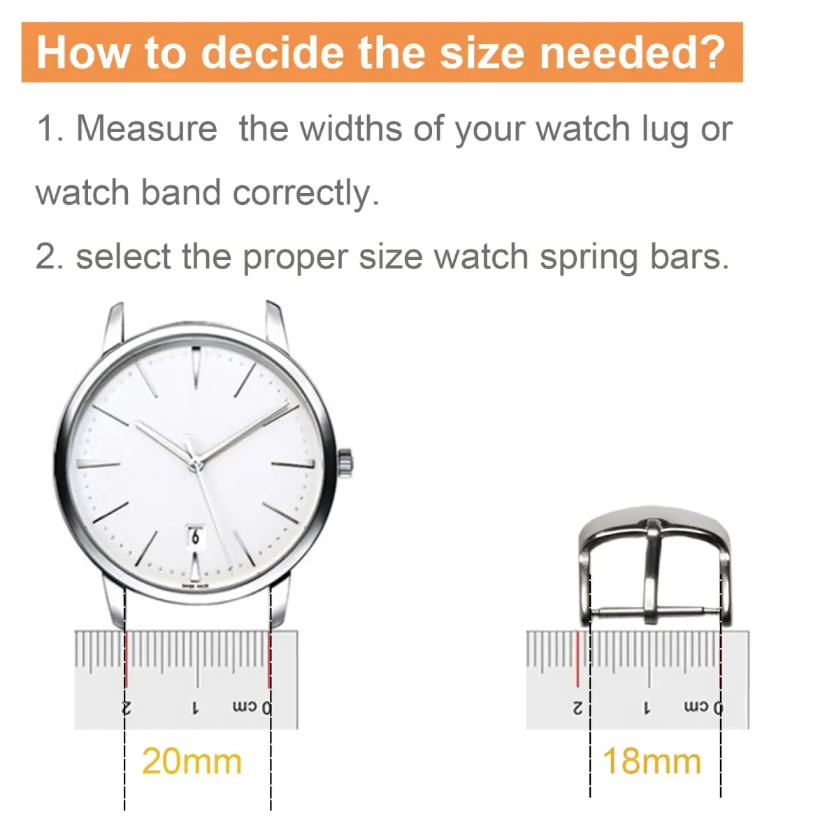 Vellsar 20mm Watch Spring Bars & Tool Kit | Stainless Steel, 1.8mm/1.5mm Thickness, Pack of 20 Bars - view 5