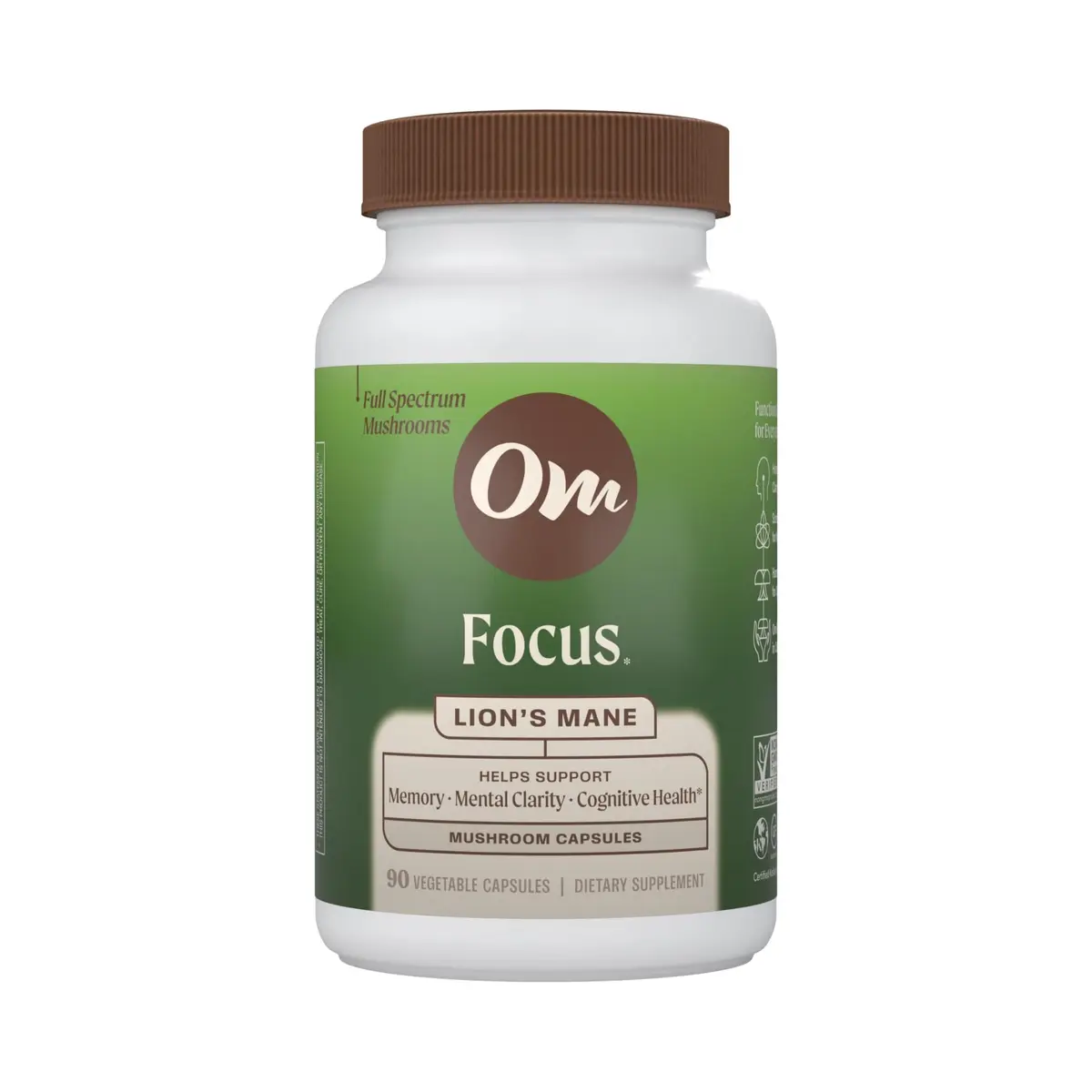 OM MUSHROOM SUPERFOOD Lion’s Mane Mushroom Capsules - Organic Brain Support, 90 Count (30 Servings) in USA - main product image