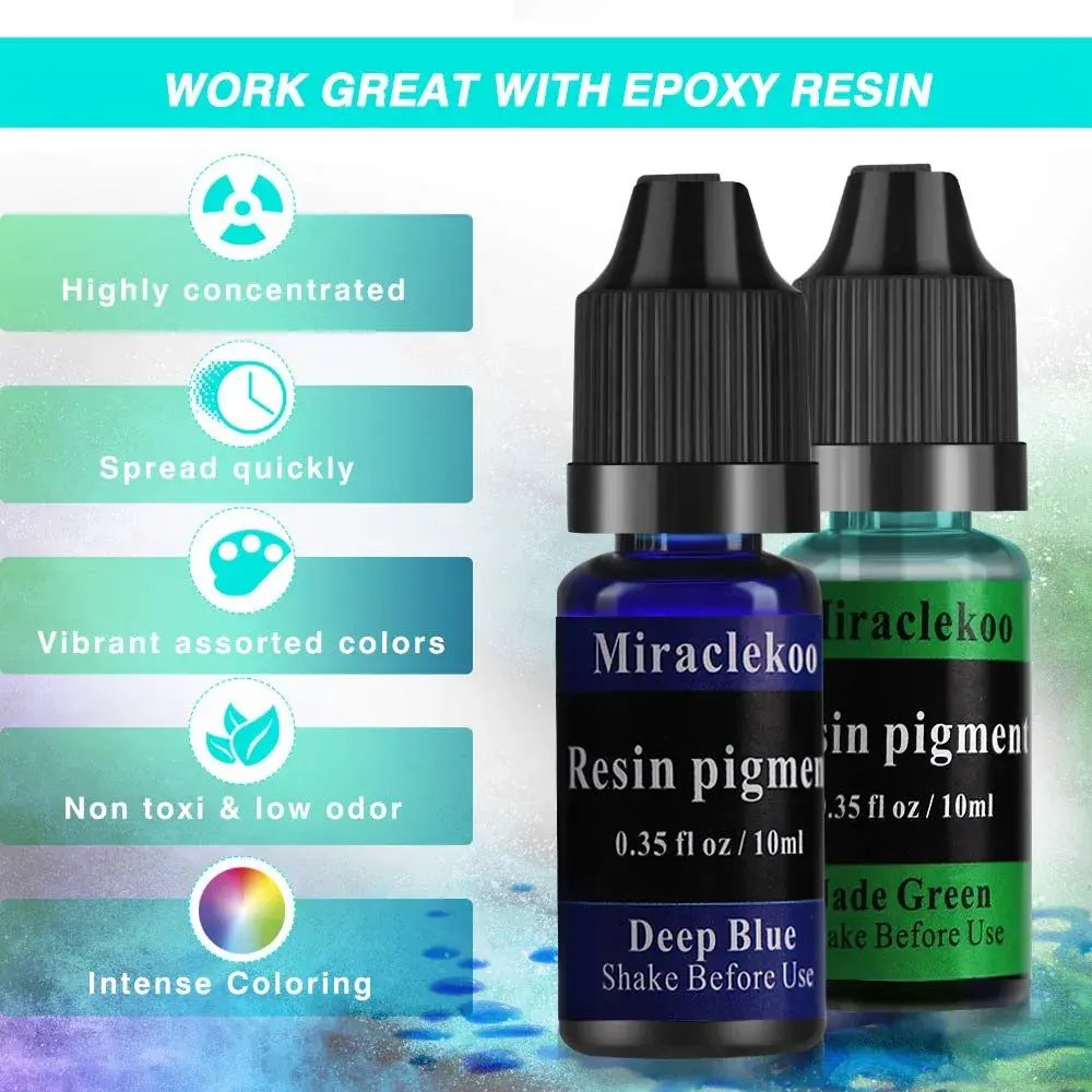 Miraclekoo 18 Colors Epoxy Resin Color Dye 10ml Each | Translucent Liquid Pigment Set - view 2