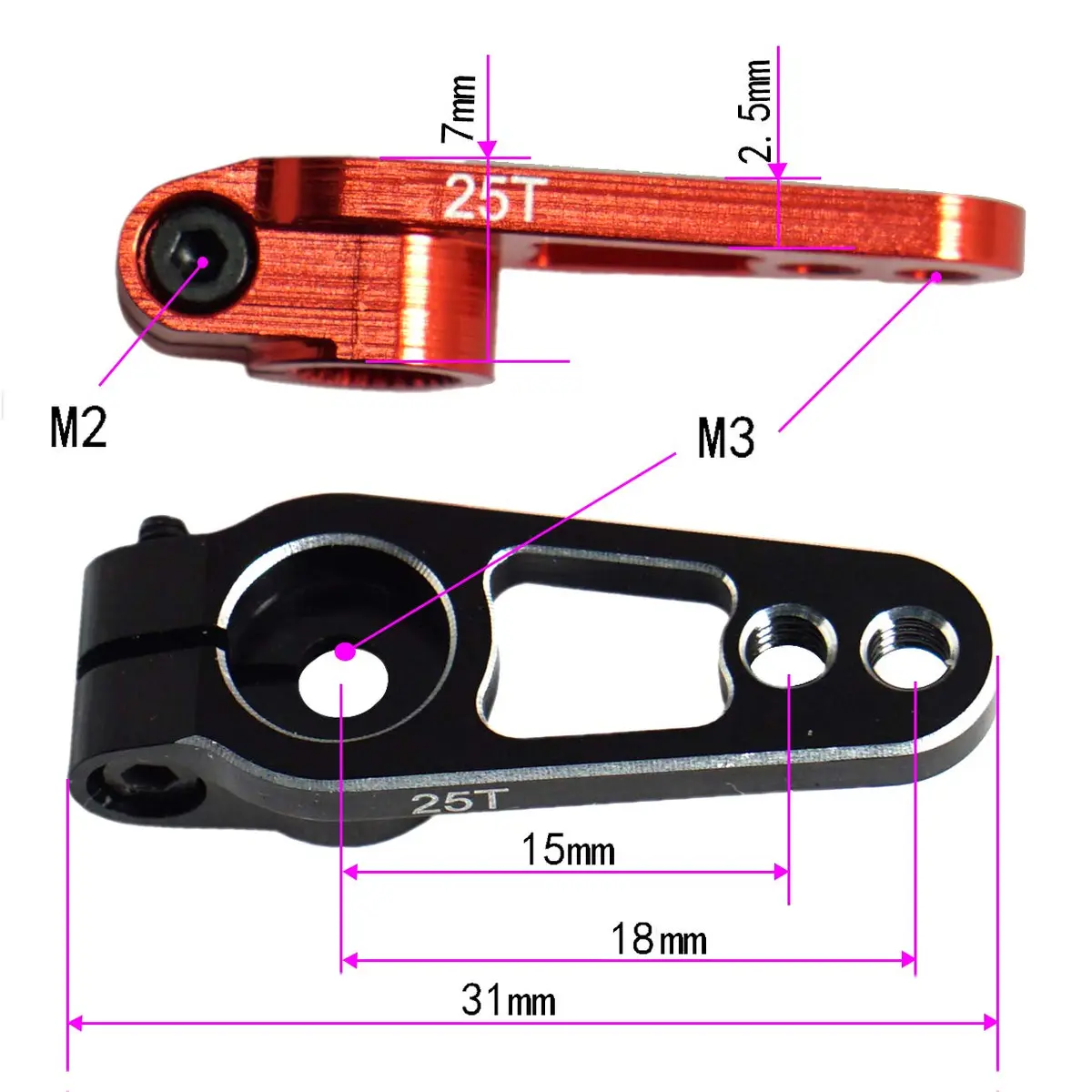 Vgoohobby 2PCS Metal 25T Servo Horn 25 Teeth Aluminum RC Car Crawler | Compatible with Futaba Savox Power HD MG995 MG996 - view 4