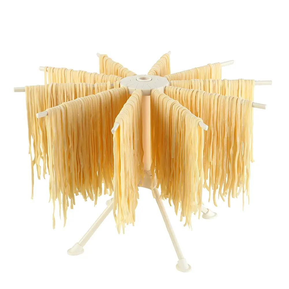Ourokhome Collapsible Pasta Drying Rack, Plastic Foldable Stand for Kitchen with 10 Arms | Space Saving & Stable - main product image