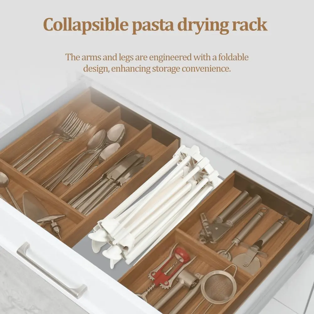 Ourokhome Collapsible Pasta Drying Rack, Plastic Foldable Stand for Kitchen with 10 Arms | Space Saving & Stable - view 7