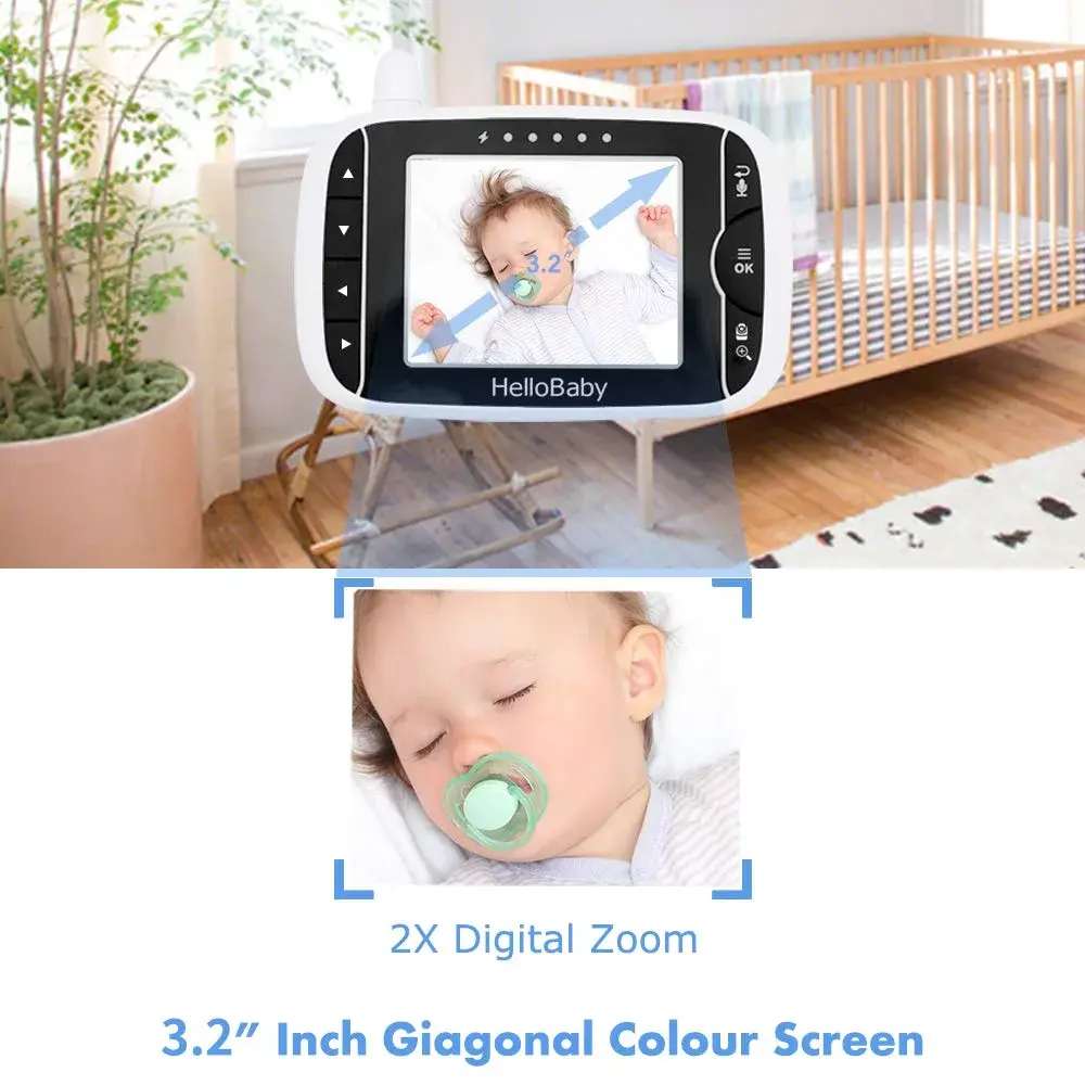 HelloBaby HB65 Video Baby Monitor with 3.2" Screen, No WiFi, Night Vision | Remote Pan-Tilt-Zoom Camera - view 7