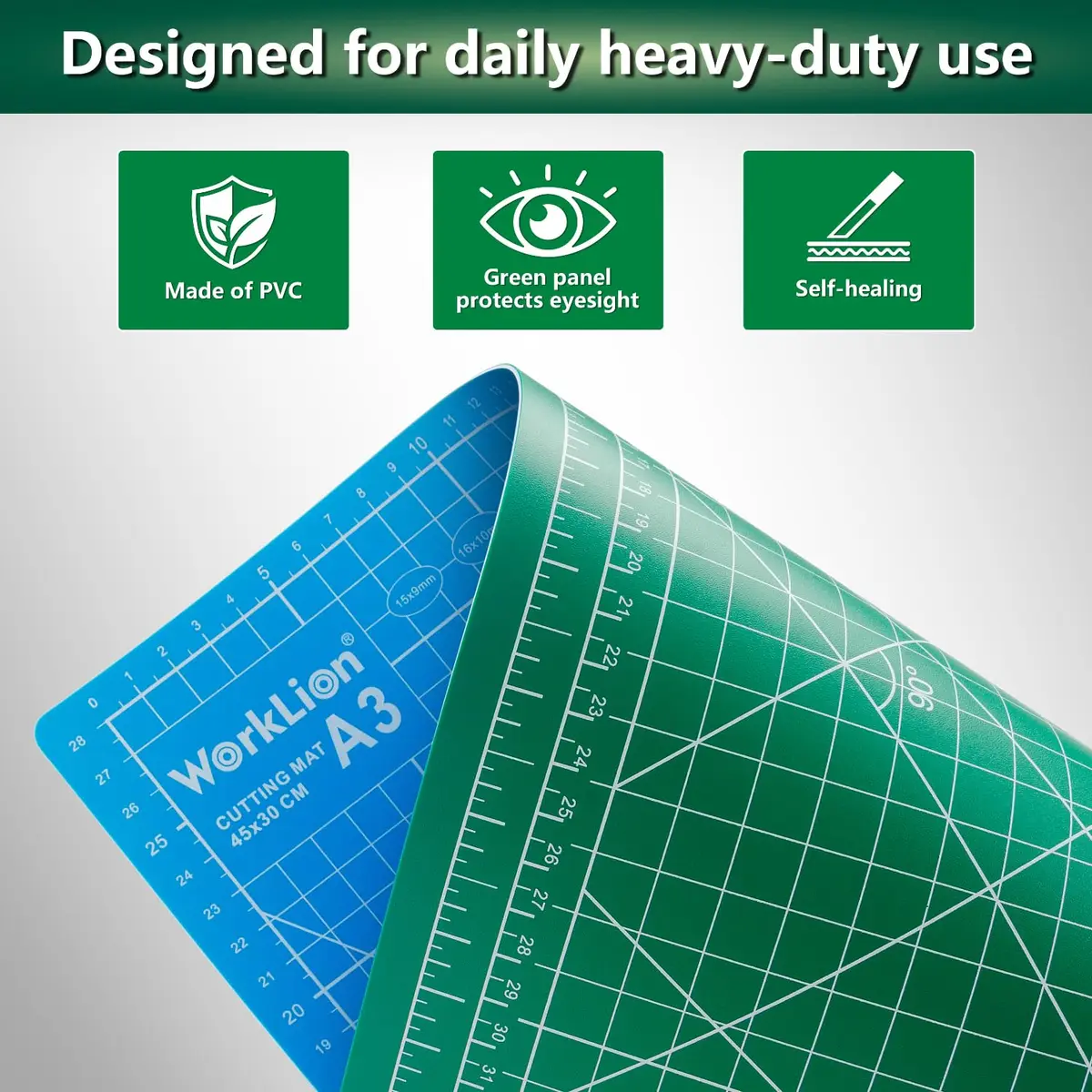 WORKLION 12" x 18" Self Healing PVC Cutting Mat, Double Sided, Gridded Rotary Cutting Board for Craft, Fabric, Quilting, Sewing, Scrapbooking - view 2