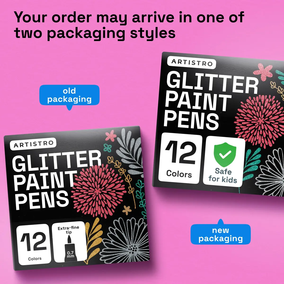 ARTISTRO Glitter Paint Pens for Glass Marking - Extra-Fine Tip | Vibrant, Water-Resistant Glitter Ink - view 7