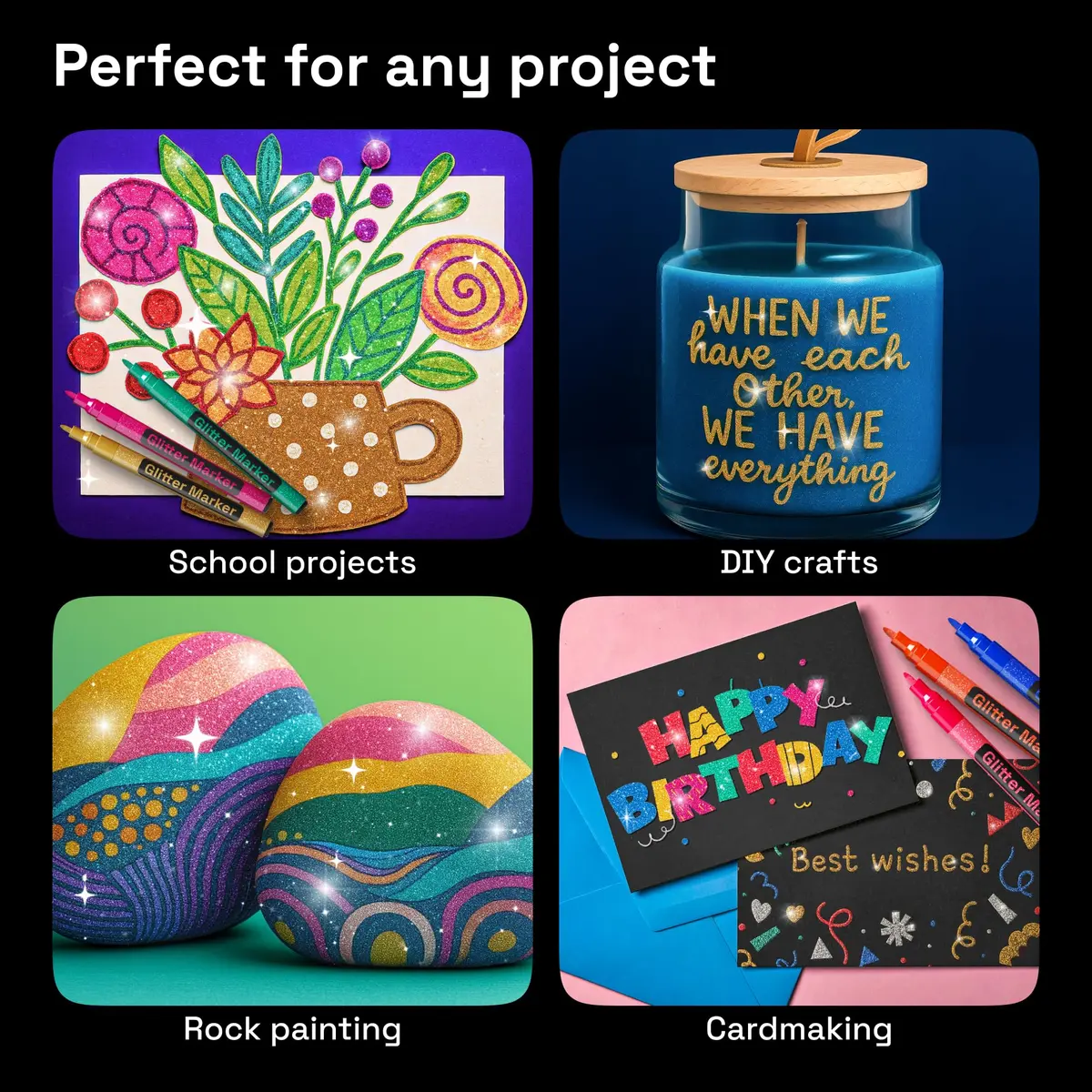 ARTISTRO Glitter Paint Pens for Glass Marking - Extra-Fine Tip | Vibrant, Water-Resistant Glitter Ink - view 3