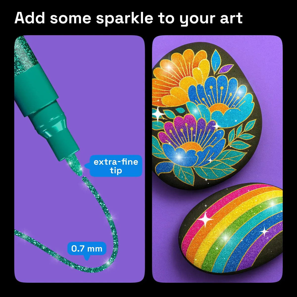 ARTISTRO Glitter Paint Pens for Glass Marking - Extra-Fine Tip | Vibrant, Water-Resistant Glitter Ink - view 4