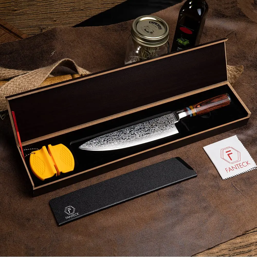 Fanteck Chef Knife 8 Inch | Japanese Damascus VG10 Steel | Pakkawood Handle - view 8