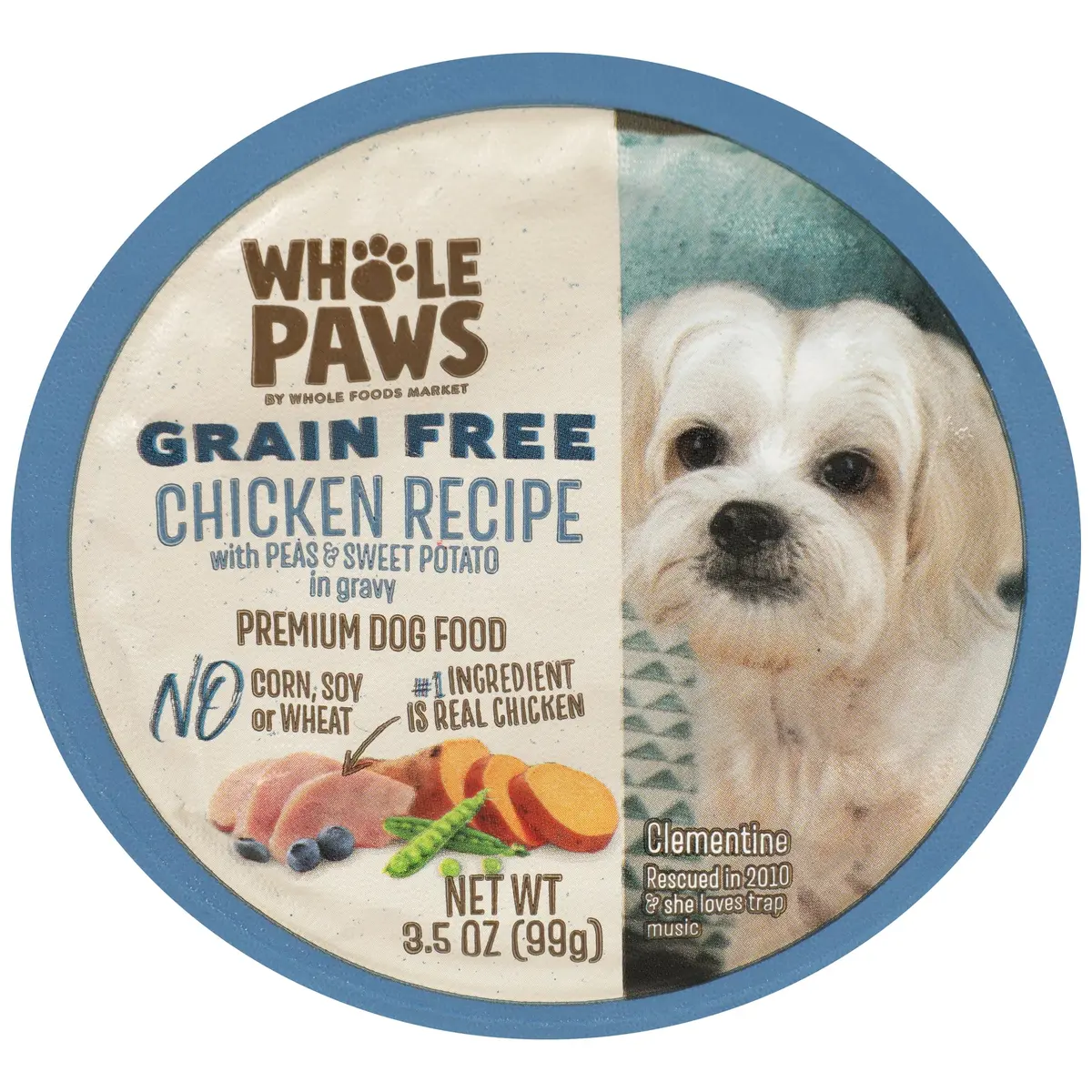 Whole Paws Wet Dog Food Chicken Recipe with Peas & Sweet Potatoes 3.5 Oz | Grain-Free Adult Nutrition - main product image