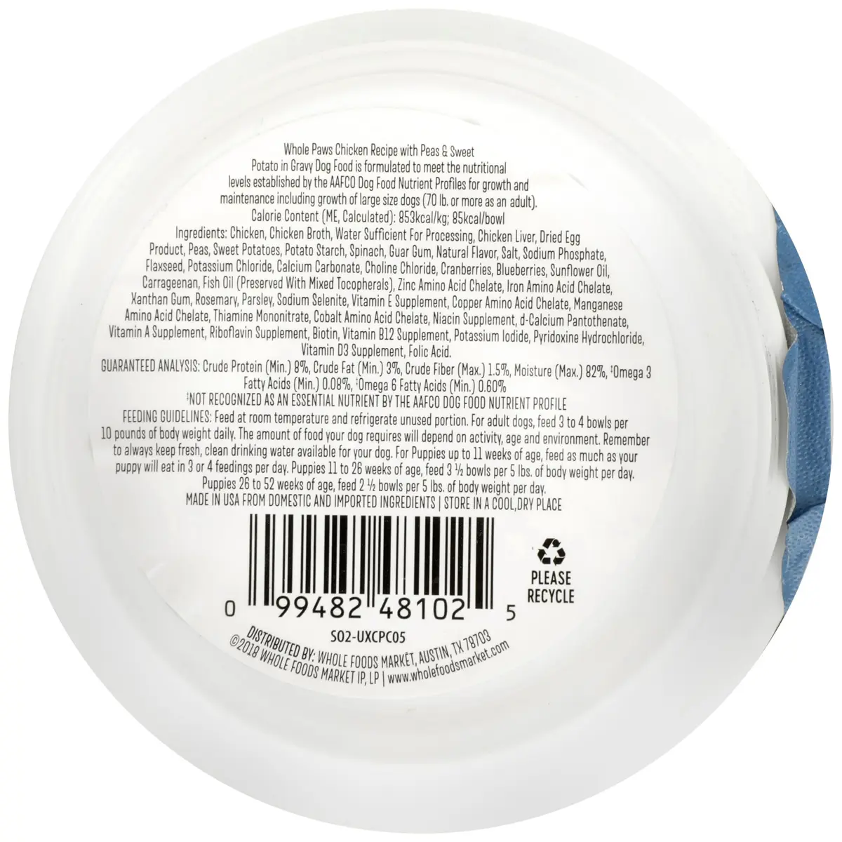 Whole Paws Wet Dog Food Chicken Recipe with Peas & Sweet Potatoes 3.5 Oz | Grain-Free Adult Nutrition - view 2