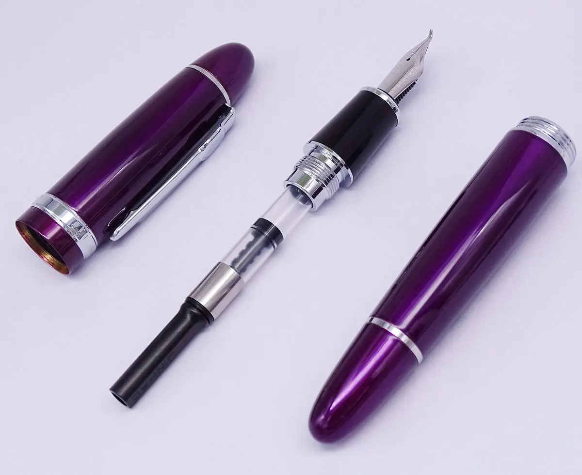 Lanxivi Fountain Pen, Fude Bent Nib, Purple Lacquer Silver Trim, 1 Count | Calligraphy & Art - view 6