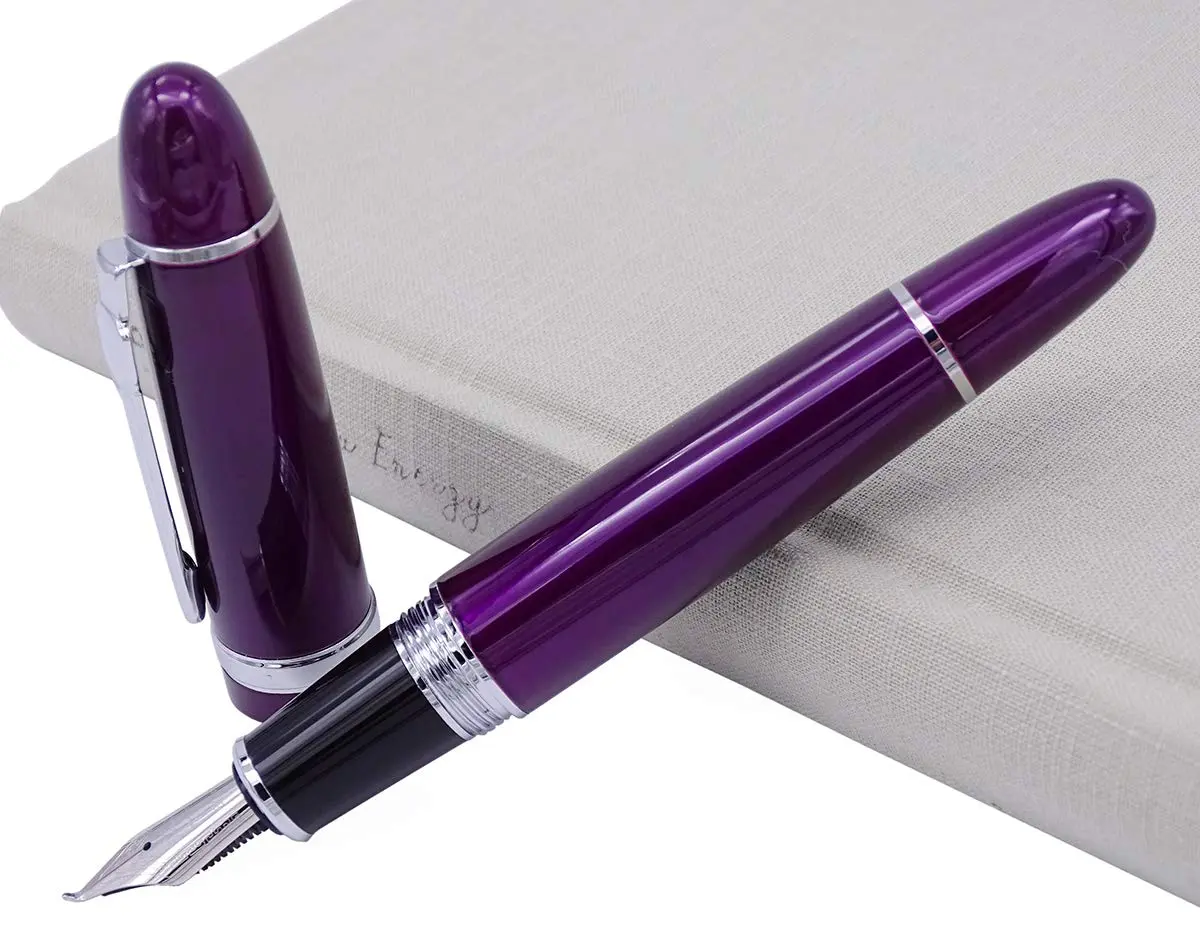 Lanxivi Fountain Pen, Fude Bent Nib, Purple Lacquer Silver Trim, 1 Count | Calligraphy & Art - view 7