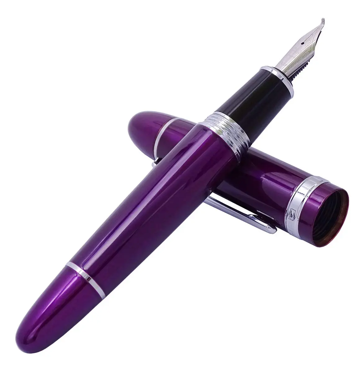 Lanxivi Fountain Pen, Fude Bent Nib, Purple Lacquer Silver Trim, 1 Count | Calligraphy & Art - view 4