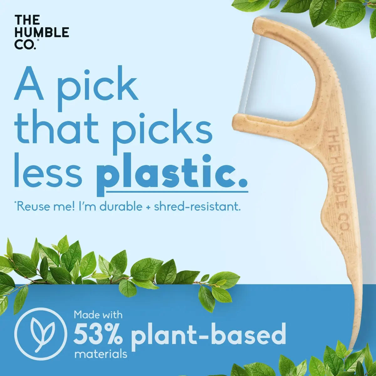 The Humble Co. Mint Dental Floss Picks Double Thread 200 Count | Dentist-Designed, Plant-Based Materials - view 4
