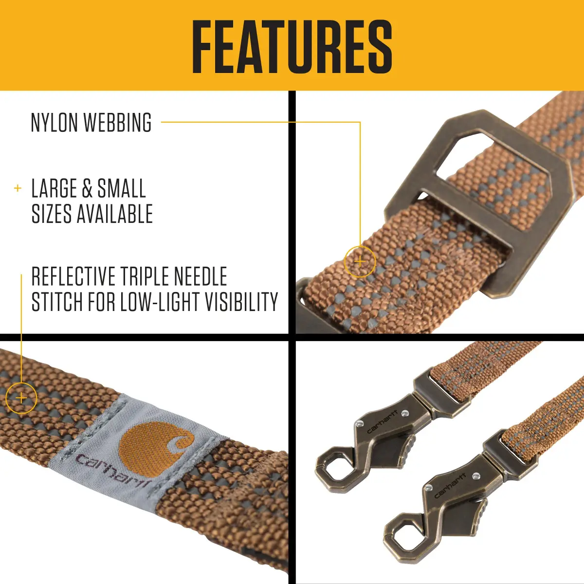 Carhartt Durable Nylon Webbing Dog Leash 1.83 m (6') | Reflective Stitching for Visibility - view 2
