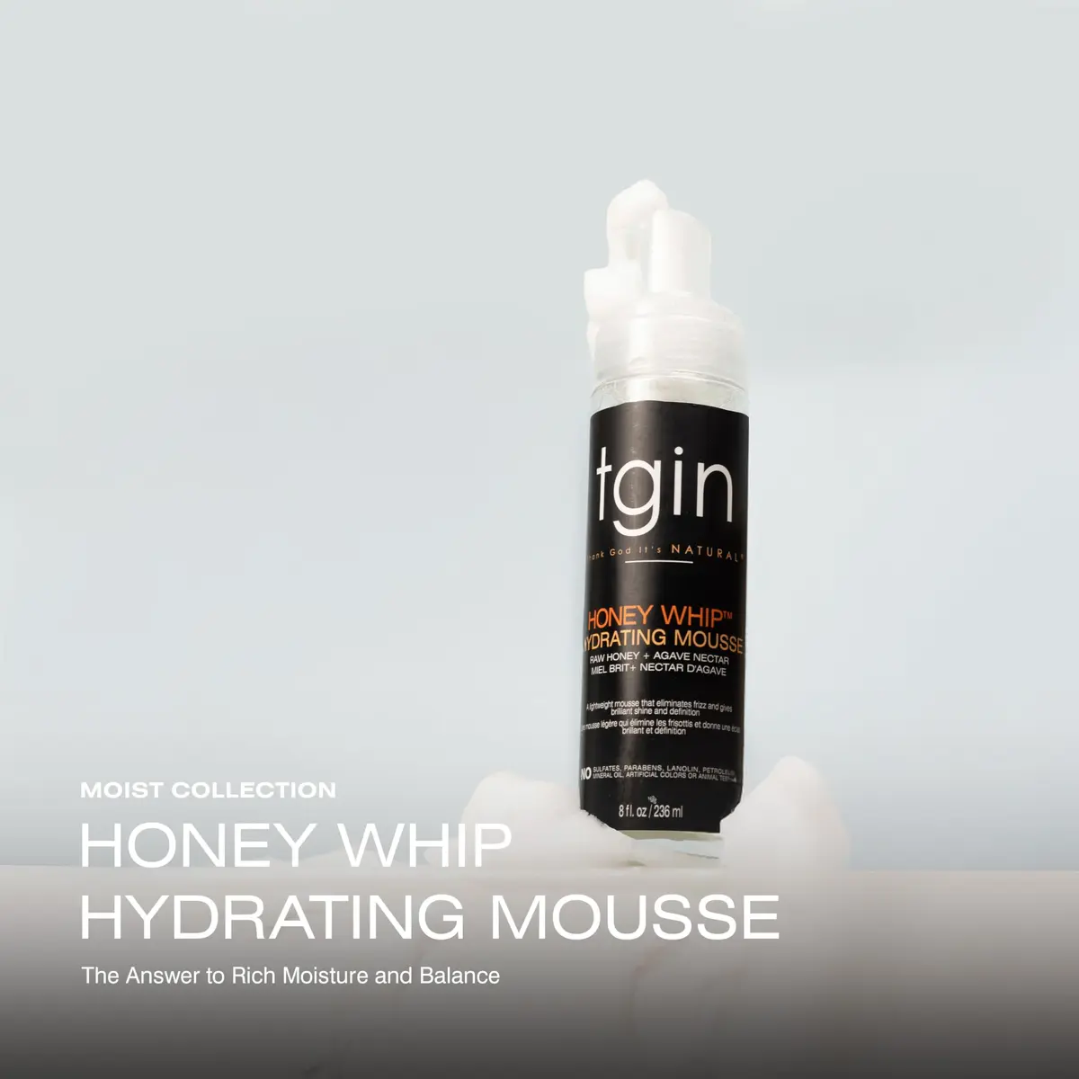 Thank God It's Natural Honey Whip Hydrating Mousse for Curly, Dry Hair | Locks in Moisture & Defines Curls (8 Fl Oz) - view 2