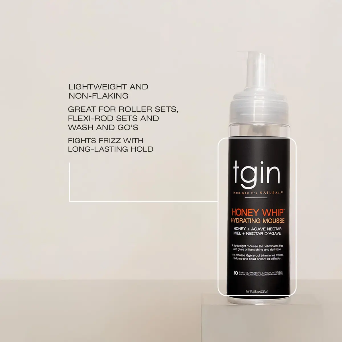 Thank God It's Natural Honey Whip Hydrating Mousse for Curly, Dry Hair | Locks in Moisture & Defines Curls (8 Fl Oz) - view 3
