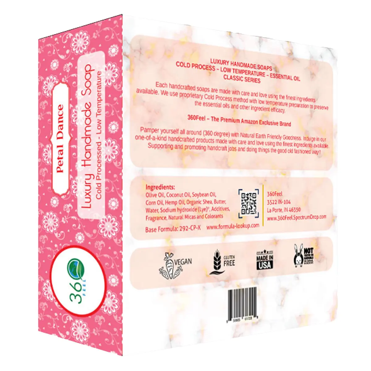 360Feel Floral Handmade Soap Bar 5oz | Exfoliating with Rose Petals & Essential Oils for Sensitive Skin - view 2