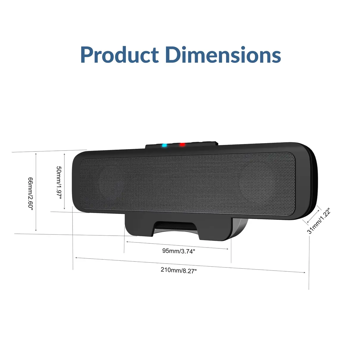 Cyber Acoustics CA-2890BT USB & Bluetooth Speaker Bar 15.5cm (6.1 in) | Compact, High-Quality Sound for Desktop - view 9