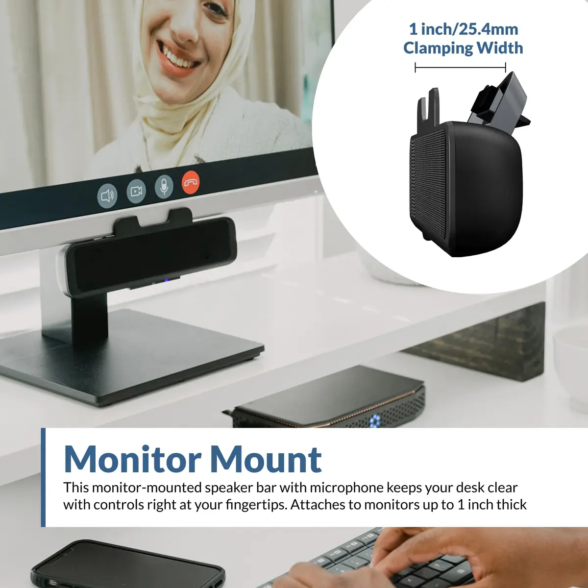 Cyber Acoustics CA-2890BT USB & Bluetooth Speaker Bar 15.5cm (6.1 in) | Compact, High-Quality Sound for Desktop - view 2