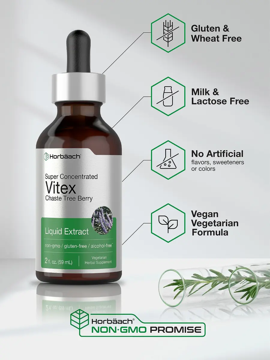 Horbäach Vitex Berry Chasteberry Extract Tincture 2 fl oz | Women's Hormone Support, Alcohol-Free Liquid - view 5