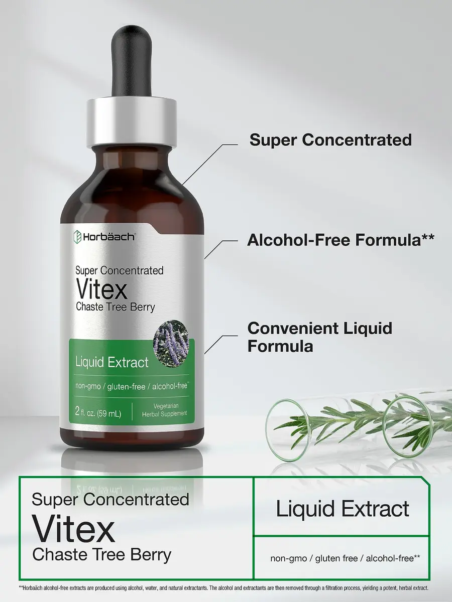 Horbäach Vitex Berry Chasteberry Extract Tincture 2 fl oz | Women's Hormone Support, Alcohol-Free Liquid - view 4
