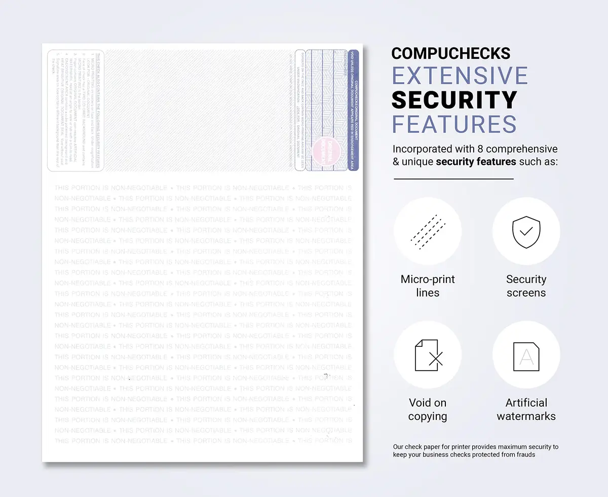 Compuchecks 100 Blank Check Stock Grey/Red Art Deco | High Security, 8.5 x 11 inches, 70# Paper (100 check sheets) - view 2