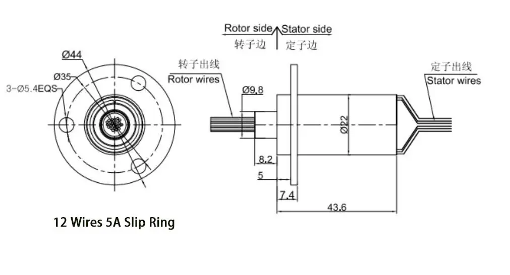 Taidacent 12 Wires 5A Slip Ring Collector Ring Rotary Electrical Contact Connector | Gold-Gold Contact for 360° Rotation - view 2