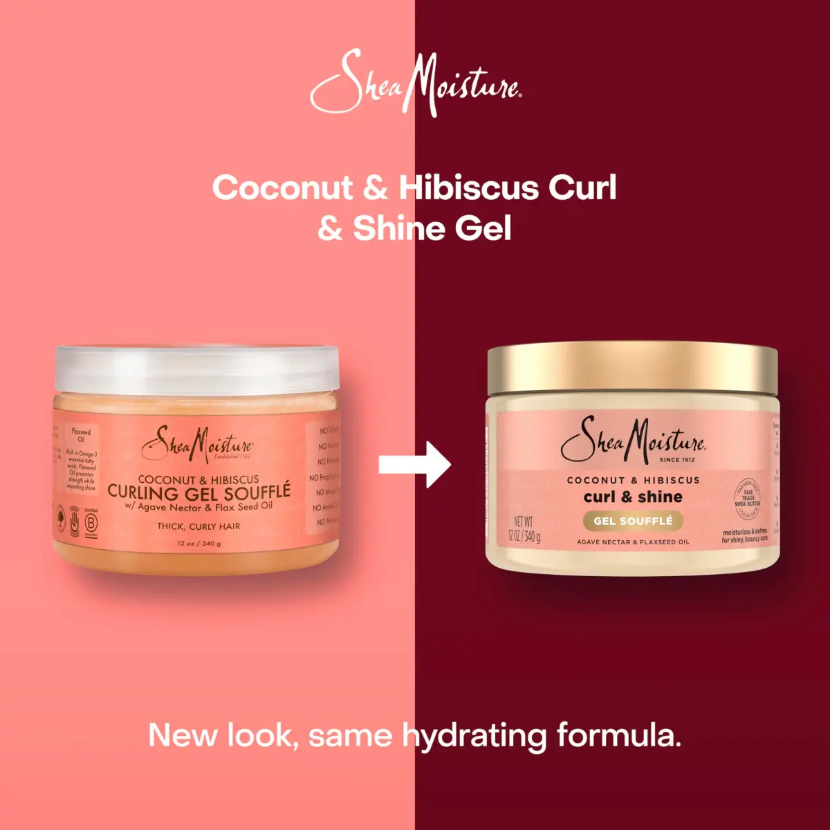 Shea Moisture Coconut & Hibiscus Curling Gel Soufflé 355ml (12 fl oz) | Defines Curls, Controls Frizz - view 3