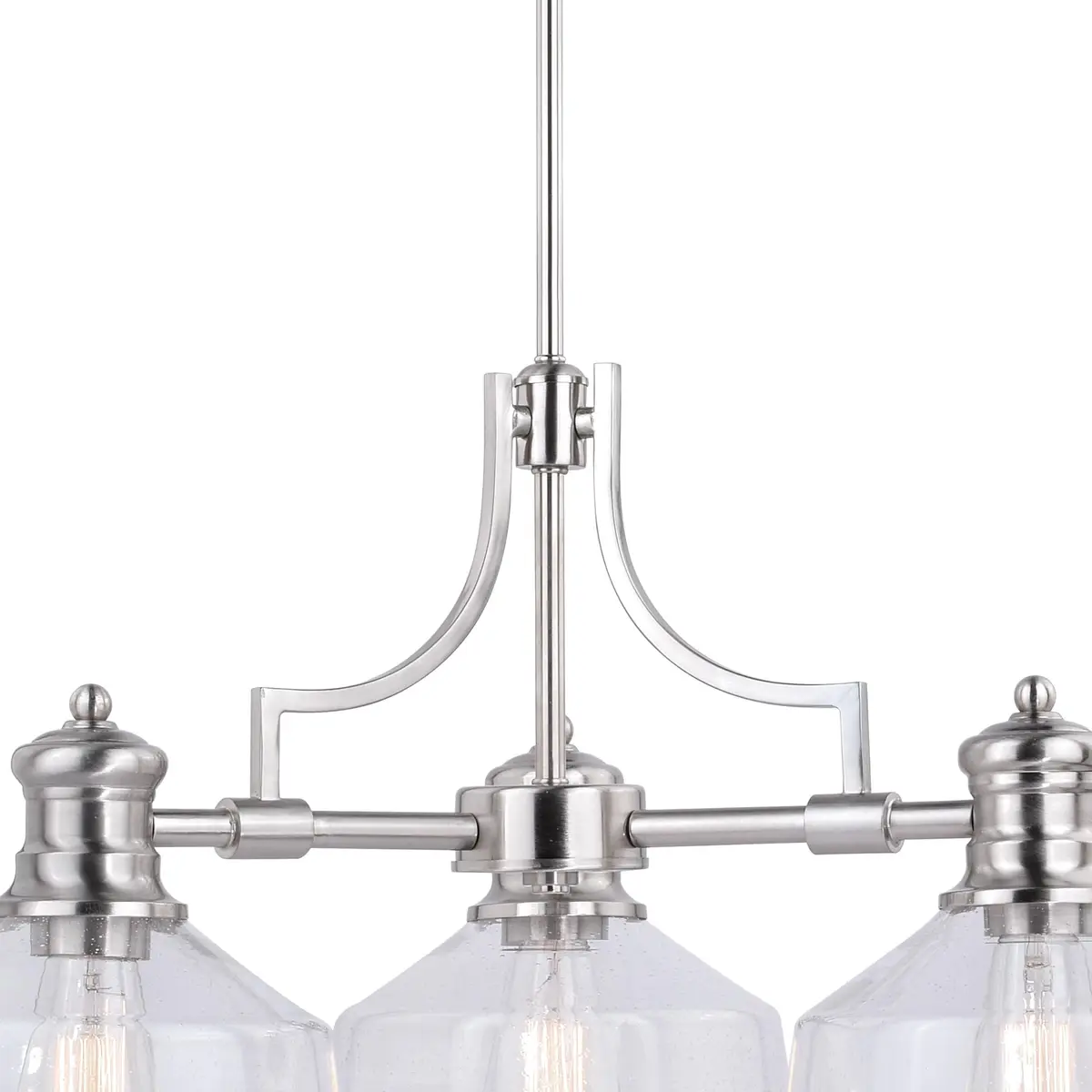 VAXCEL Beloit 3 Light Satin Nickel Farmhouse Chandelier Clear Glass | Modern Country Style - view 9