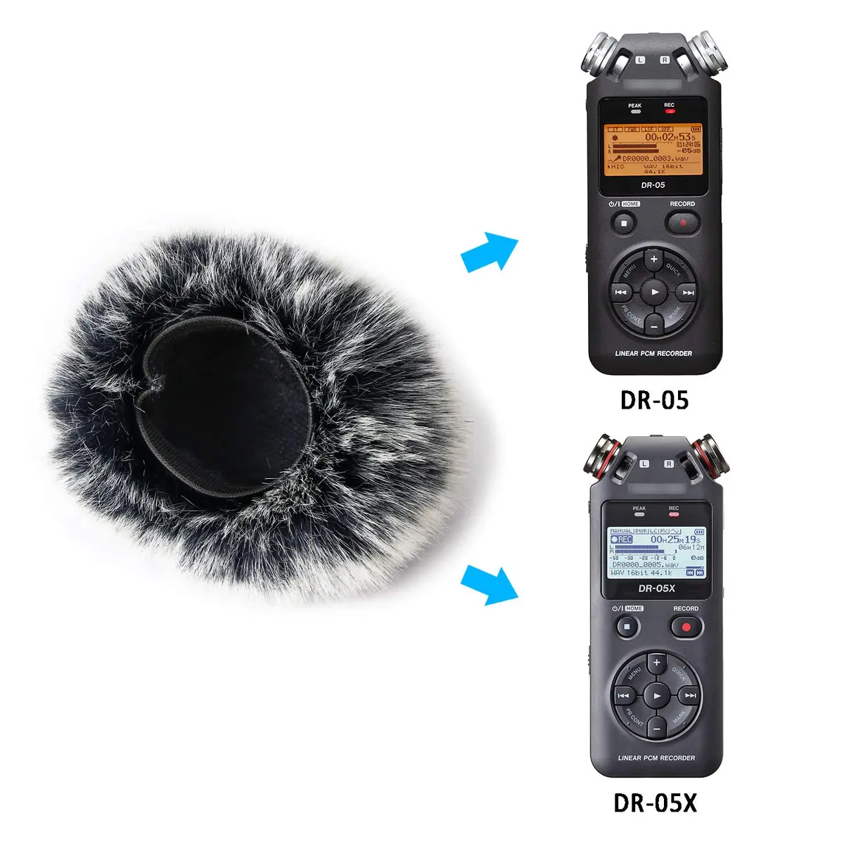 YOUSHARES DR05X Windscreen Muff for Tascam DR-05X DR-05 Portable Recorders | Artificial Fur Wind Screen - view 3