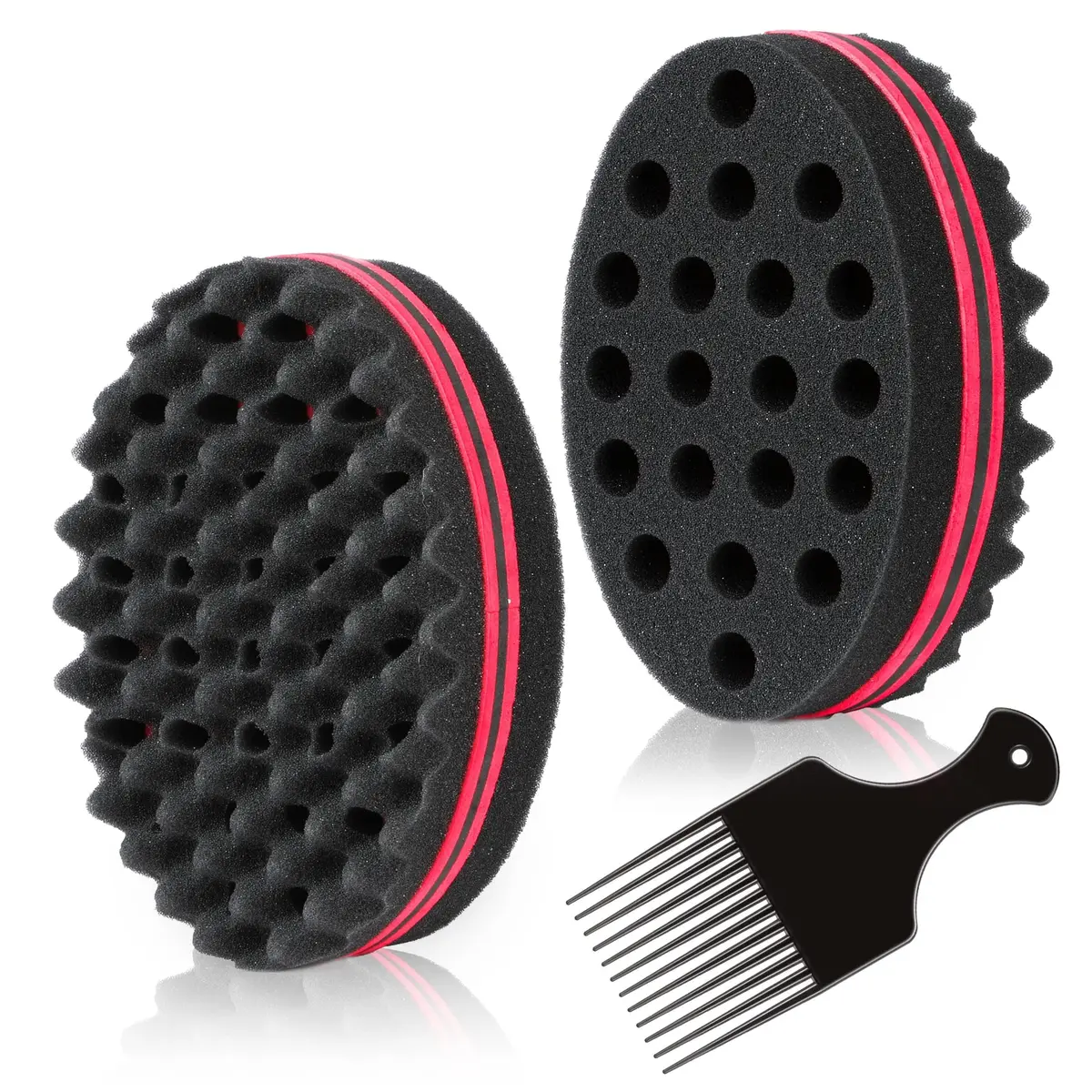 BE BIGEDDIE Magic Sponge Brush for Afro Curls 6.29 Inch | Twist Sponge with Pick Comb (2 PACK) - main product image