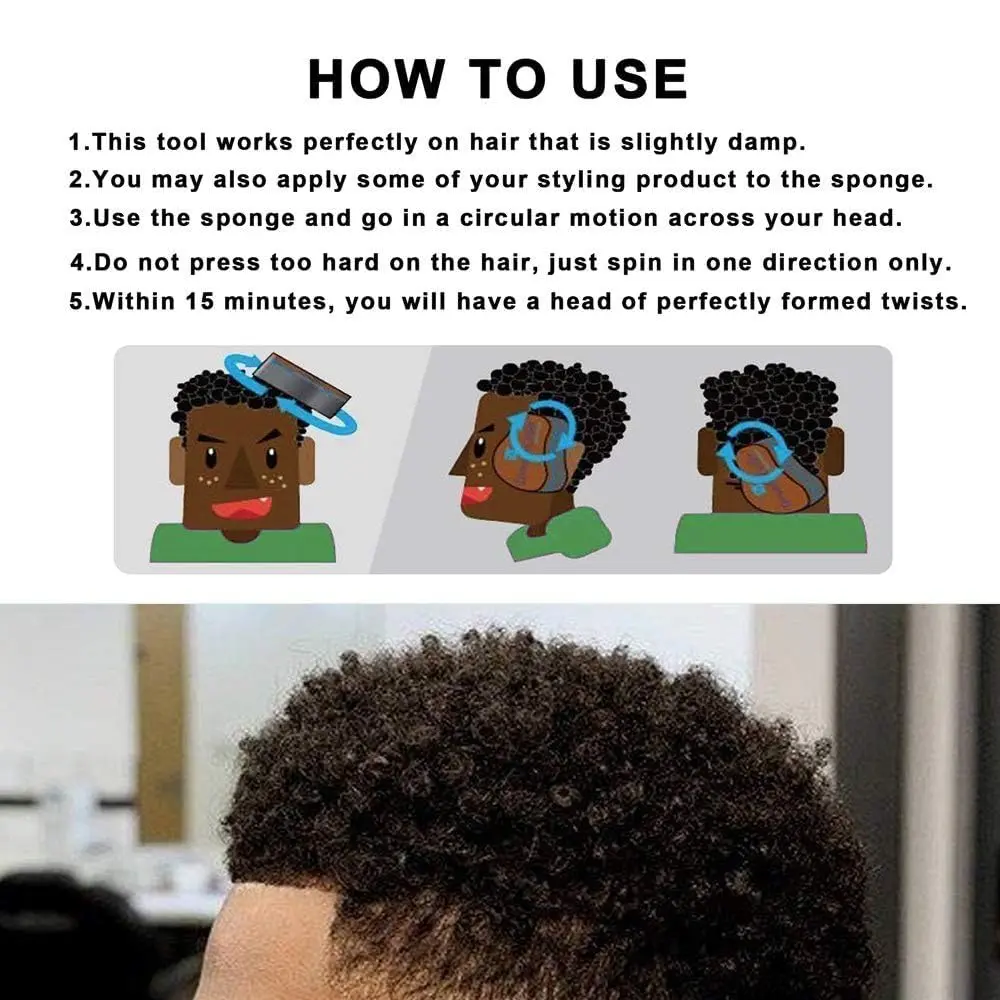 BE BIGEDDIE Magic Sponge Brush for Afro Curls 6.29 Inch | Twist Sponge with Pick Comb (2 PACK) - view 5