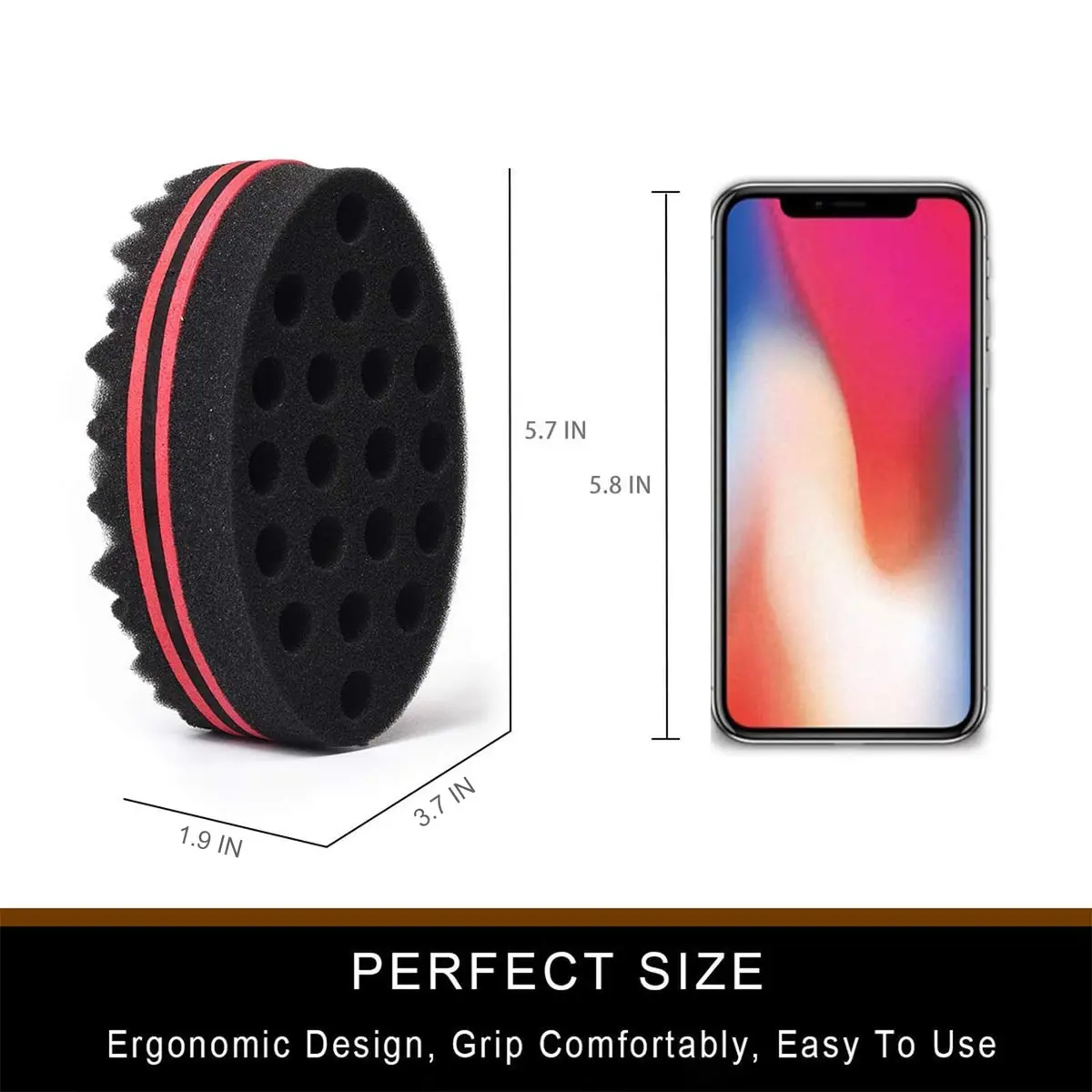 BE BIGEDDIE Magic Sponge Brush for Afro Curls 6.29 Inch | Twist Sponge with Pick Comb (2 PACK) - view 3