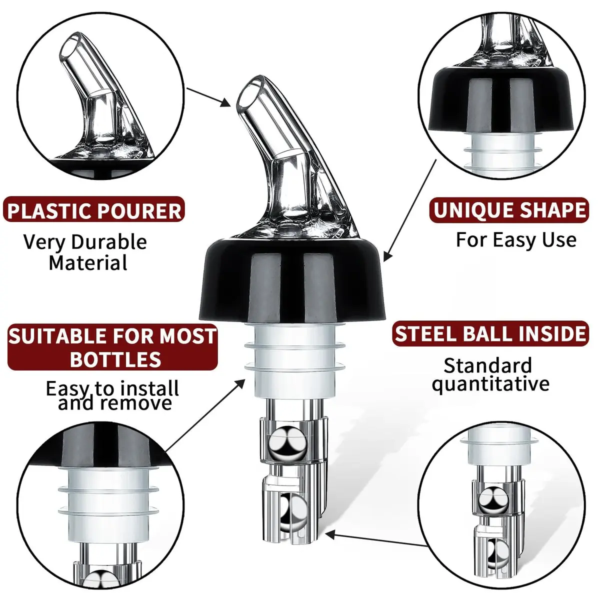 SuproBarware Automatic Measured Bottle Pourer 1oz | Accurate Liquor Dispenser for Home & Bar - view 2