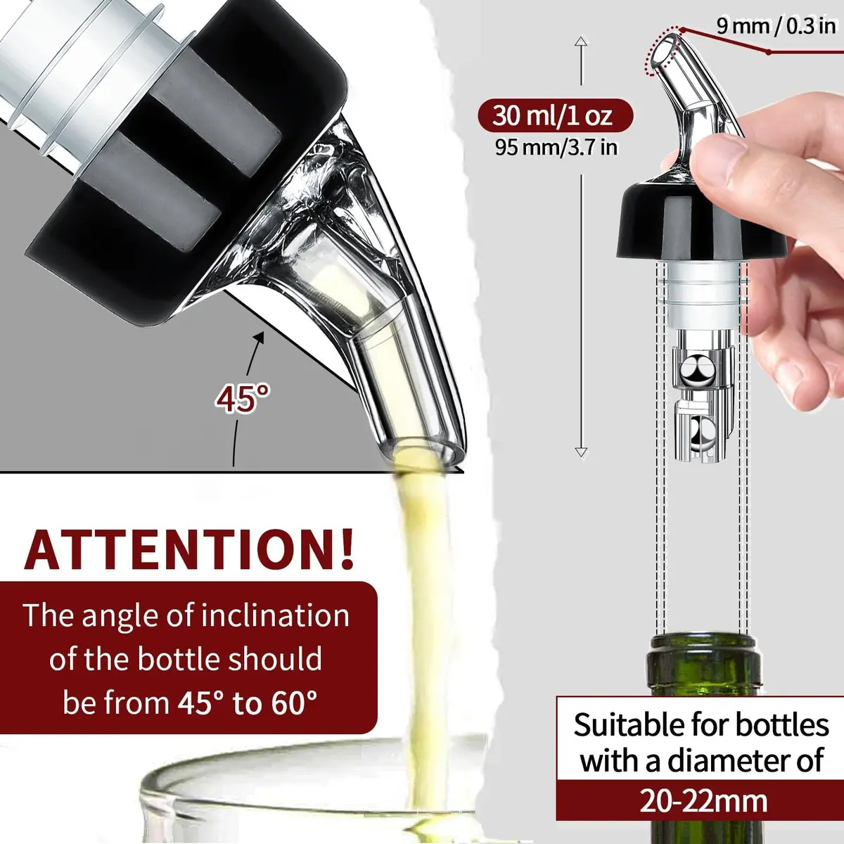 SuproBarware Automatic Measured Bottle Pourer 1oz | Accurate Liquor Dispenser for Home & Bar - view 3