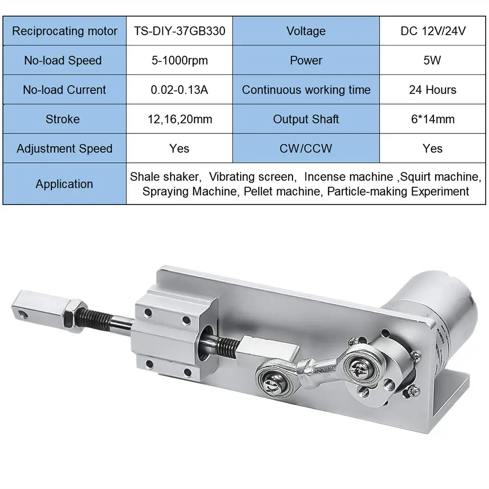 KZNANZN 12V DC Linear Actuator Motor 20mm Stroke | Reciprocating Cycle Motor with Adjustable Stroke - view 2