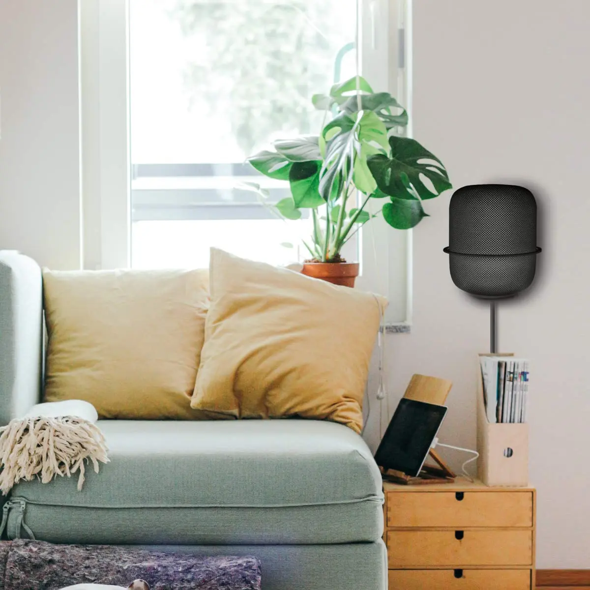 ALLICAVER Black Metal Wall Mount Compatible with Apple HomePod 2nd Gen Speaker Holder | Space-Saving Wall Mount for HomePod - view 8