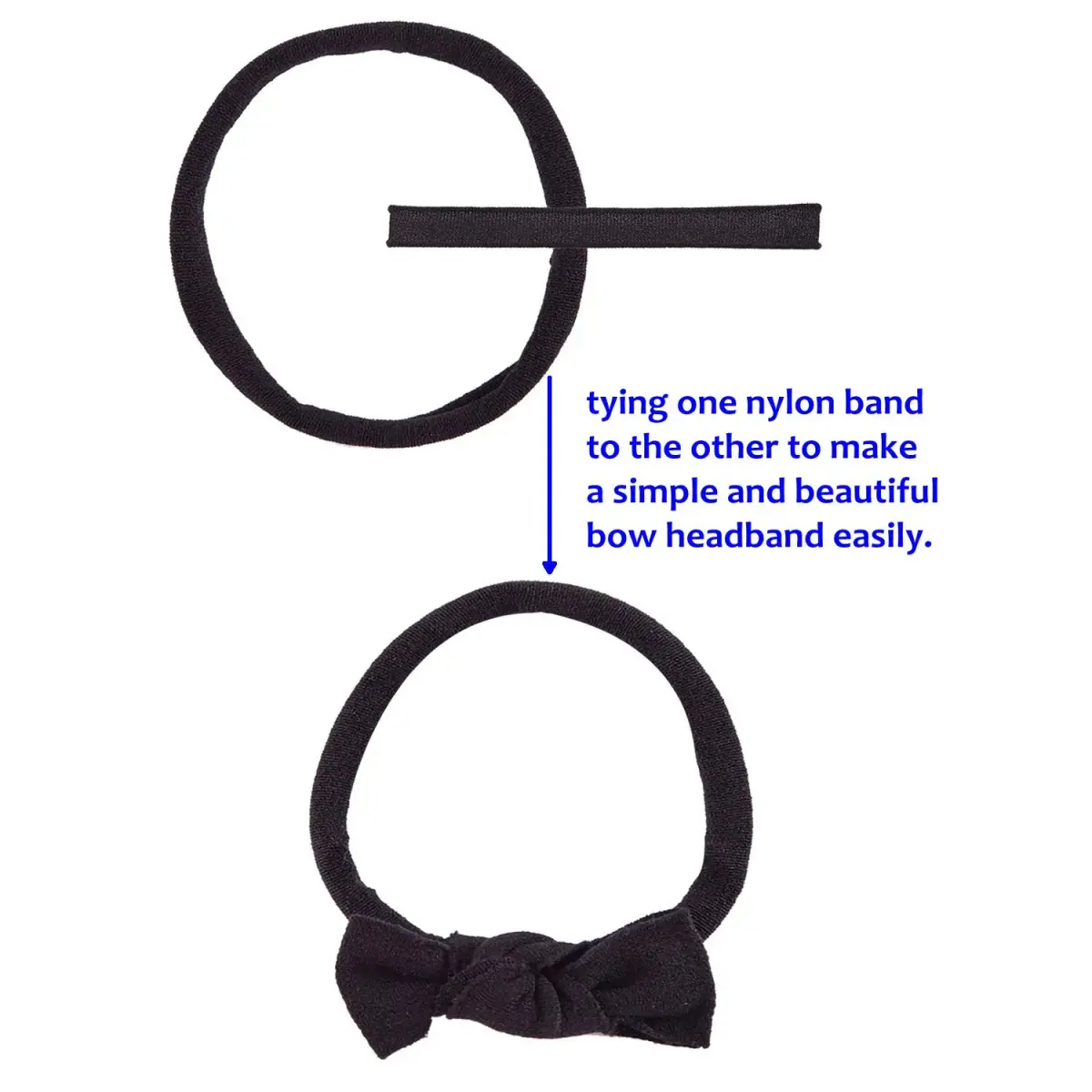 inSowni 50 Pack Super Soft Stretchy DIY Solid Nylon Headbands Baby Hair Bands One Size Fits All (Black) - view 5