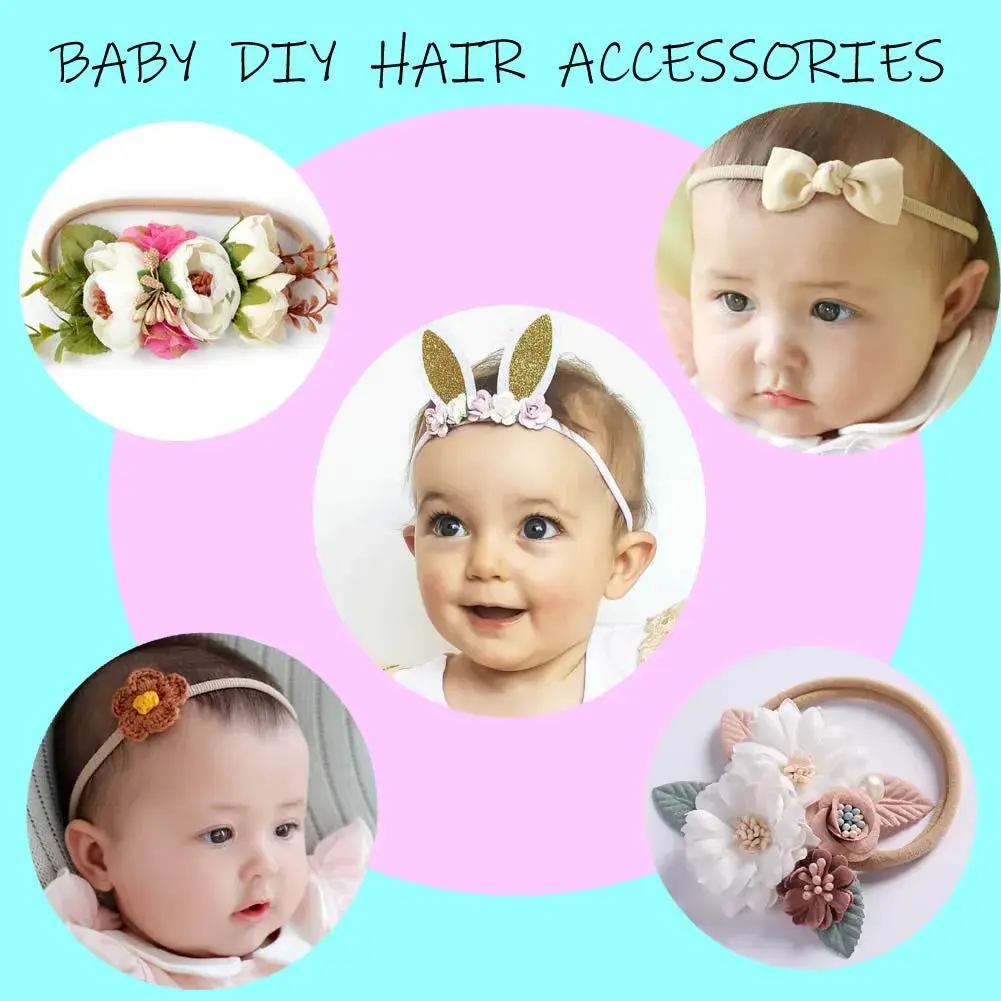 inSowni 50 Pack Super Soft Stretchy DIY Solid Nylon Headbands Baby Hair Bands One Size Fits All (Black) - view 2