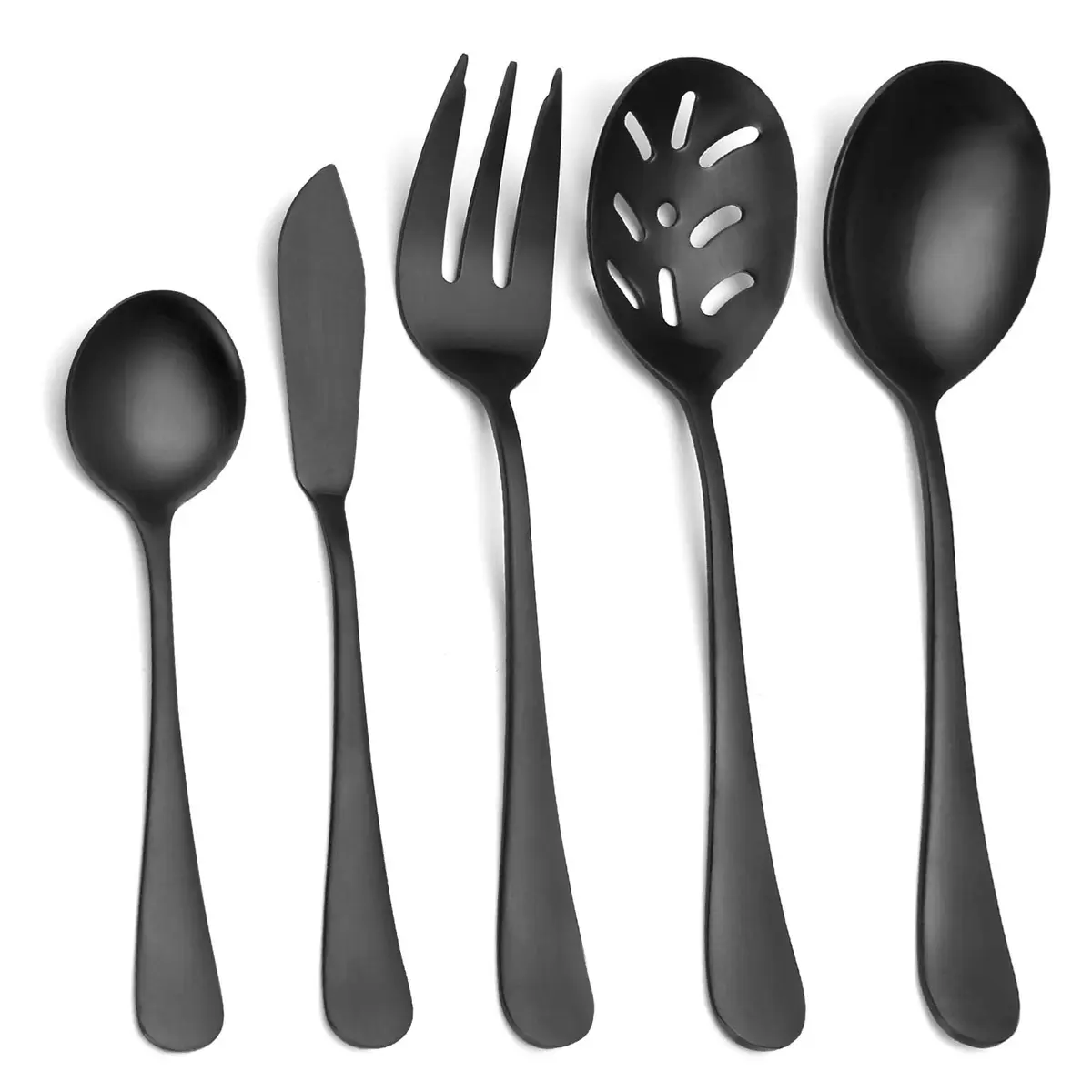 Sharecook 5-Piece Matte Black Flatware Set | Durable Stainless Steel Dining Cutlery (18/0, Satin Finish) - main product image
