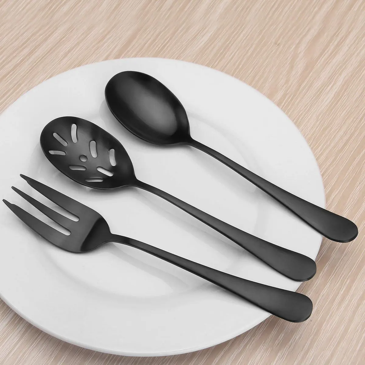 Sharecook 5-Piece Matte Black Flatware Set | Durable Stainless Steel Dining Cutlery (18/0, Satin Finish) - view 5