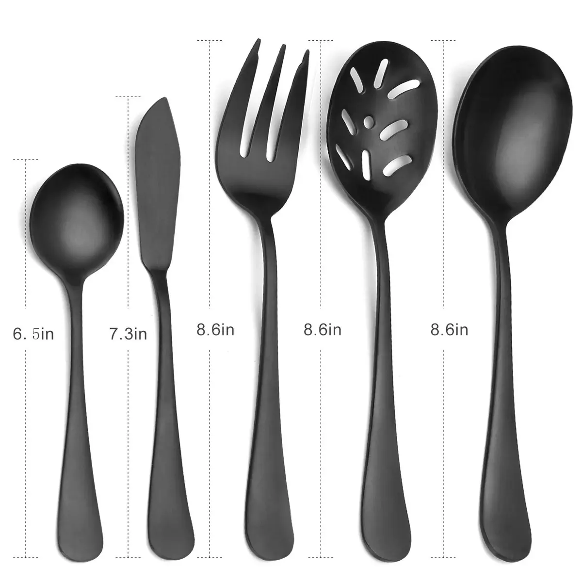 Sharecook 5-Piece Matte Black Flatware Set | Durable Stainless Steel Dining Cutlery (18/0, Satin Finish) - view 2