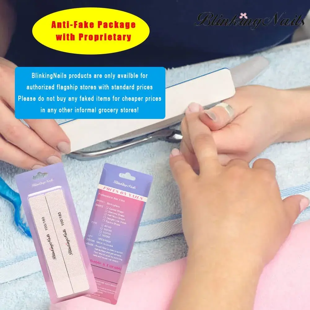BlinkingNails 10Pcs Nail File 100/180 Grit Double-Sided Washable Nail File | Professional Manicure Tool - view 5