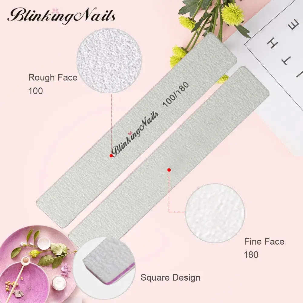 BlinkingNails 10Pcs Nail File 100/180 Grit Double-Sided Washable Nail File | Professional Manicure Tool - view 3