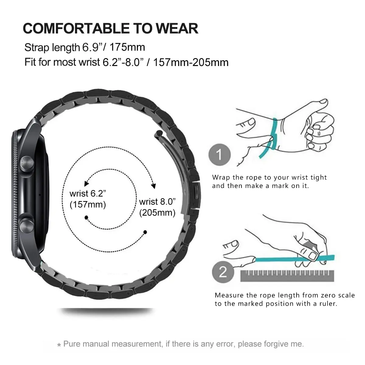 DEALELE Stainless Steel Watch Band Compatible with Samsung Galaxy Watch 7 / FE / 6 / 6 Classic / 5 / 5 Pro / 4 / 4 Classic / Galaxy 3 41mm, 20mm - view 7