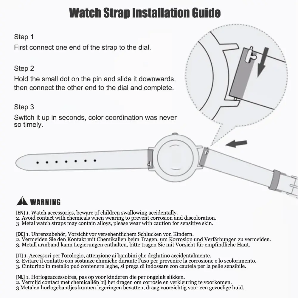 DEALELE Stainless Steel Watch Band Compatible with Samsung Galaxy Watch 7 / FE / 6 / 6 Classic / 5 / 5 Pro / 4 / 4 Classic / Galaxy 3 41mm, 20mm - view 9