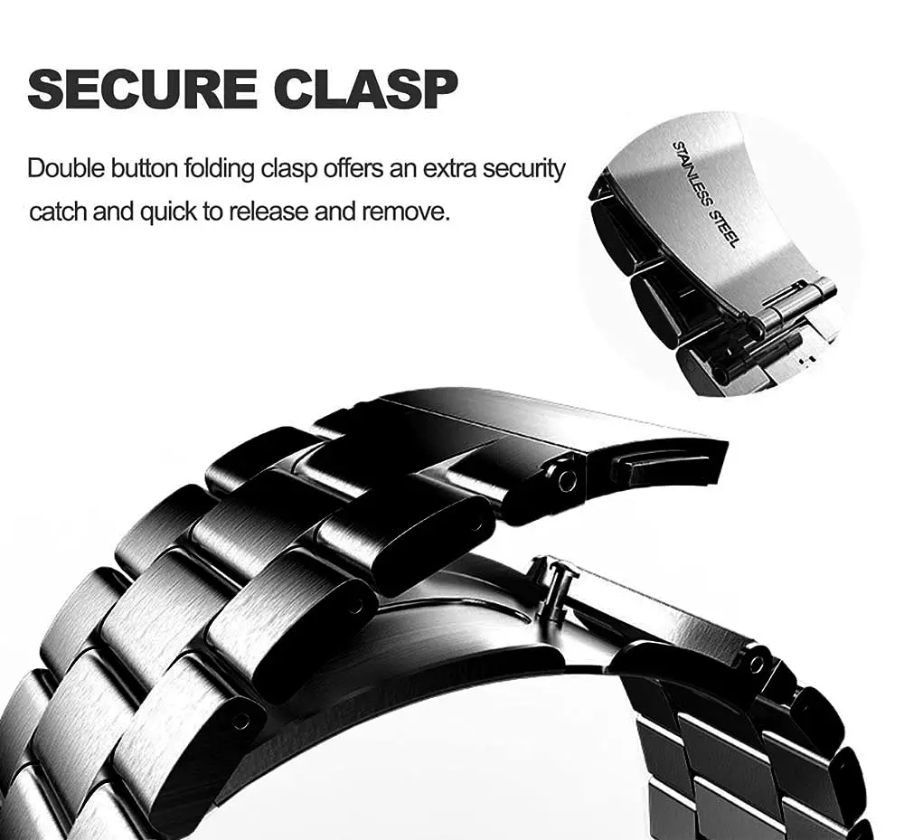 DEALELE Stainless Steel Watch Band Compatible with Samsung Galaxy Watch 7 / FE / 6 / 6 Classic / 5 / 5 Pro / 4 / 4 Classic / Galaxy 3 41mm, 20mm - view 3